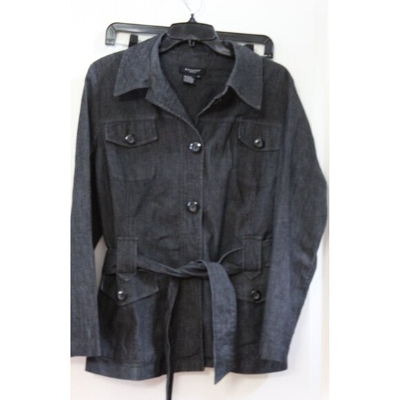 Sandro Sportswear Jacket/Blazer Size Extra Large XL Black Denim Stretch Belted - Picture 1 of 4